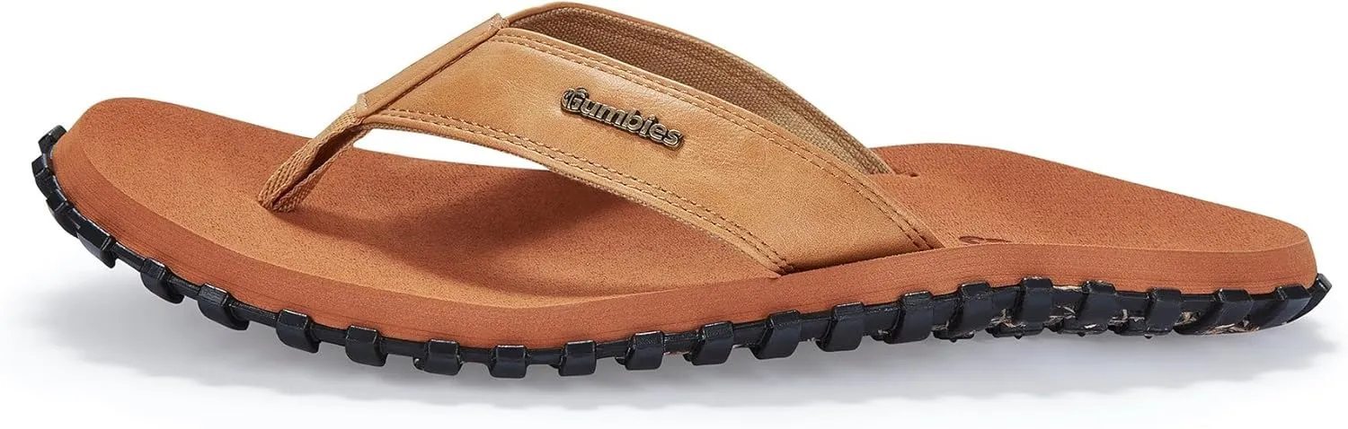 Gumbies Vegovert Unisex Flip-Flop, with Supersoft Brush EVA Footbed, Soft Cotton Backed Faux Leather Strap & Recycled Rubber Sole - Comfort Guaranteed