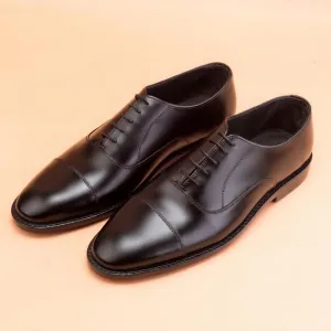 Handmade Black Leather Oxford Shoes for Men - Formal Dress Shoes