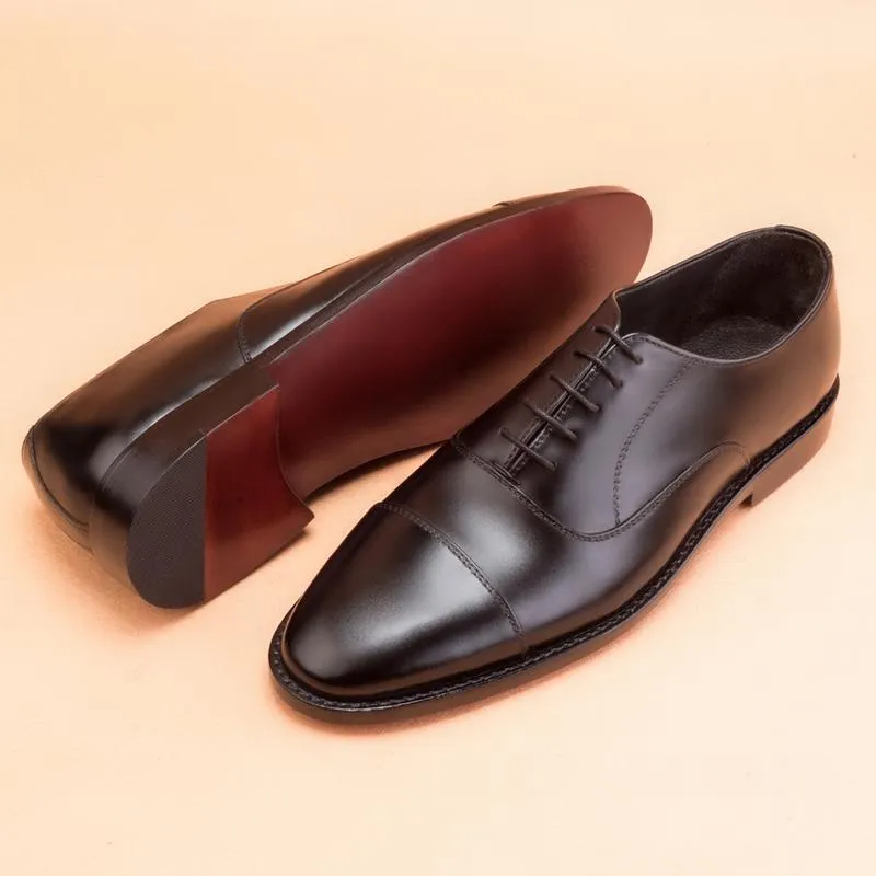 Handmade Black Leather Oxford Shoes for Men - Formal Dress Shoes