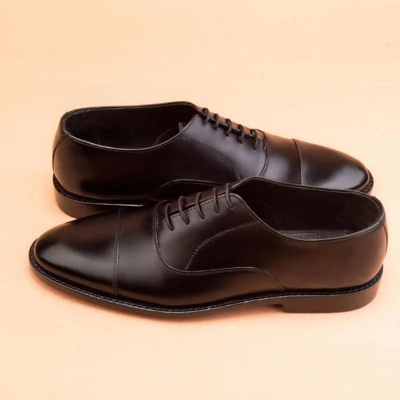 Handmade Black Leather Oxford Shoes for Men - Formal Dress Shoes