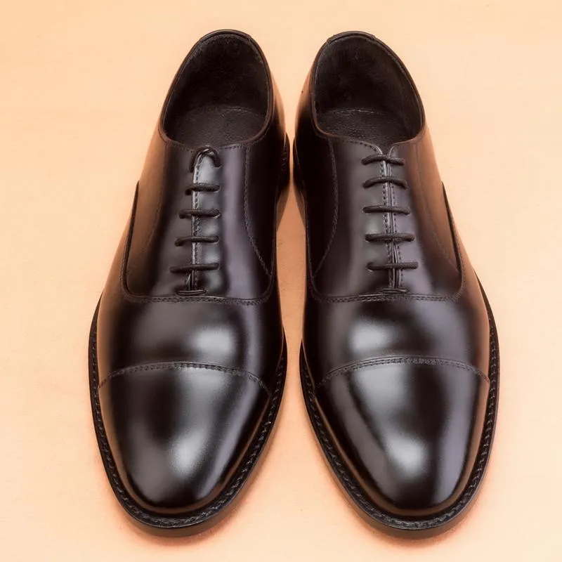 Handmade Black Leather Oxford Shoes for Men - Formal Dress Shoes