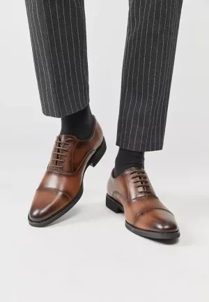 Handmade Brown Calfskin Oxford Dress Shoes for Men