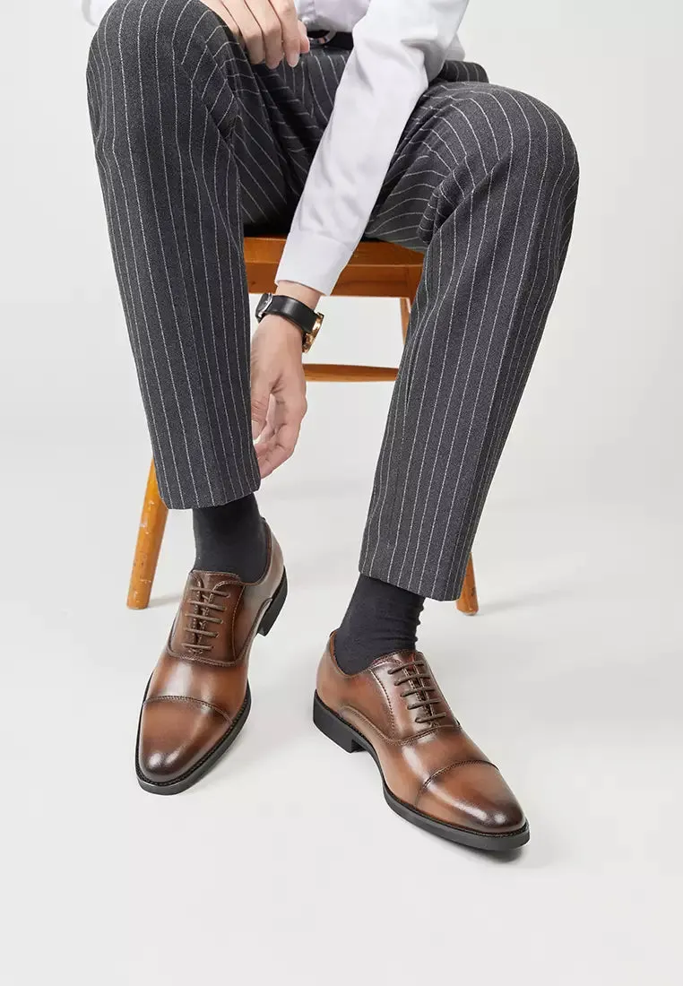 Handmade Brown Calfskin Oxford Dress Shoes for Men