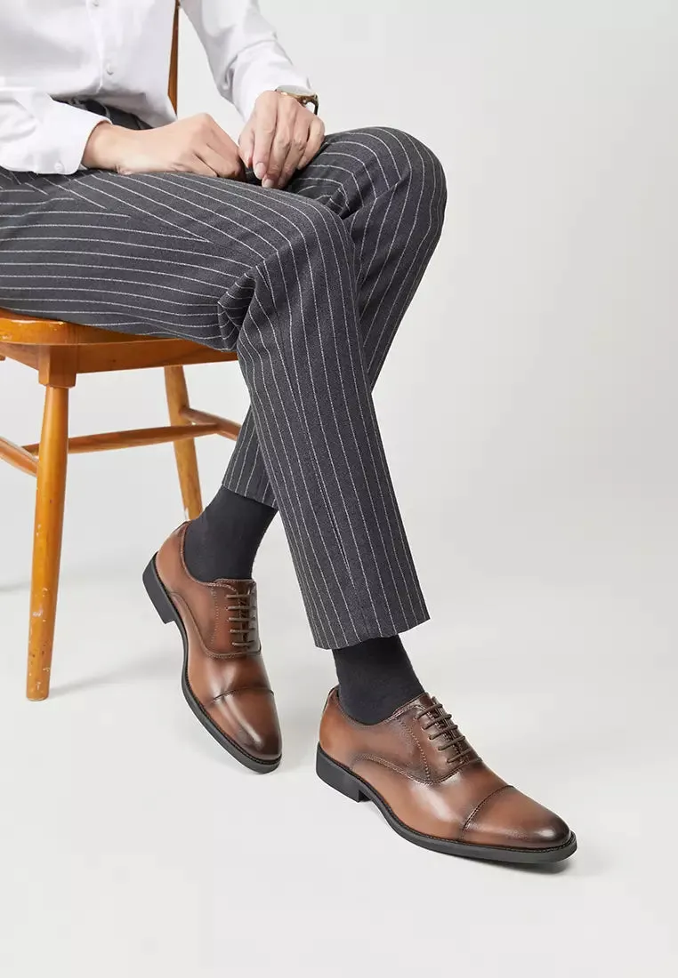 Handmade Brown Calfskin Oxford Dress Shoes for Men