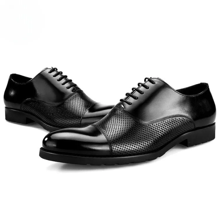 Handmade Perforated Oxford Shoes in Full Grain Cow Leather