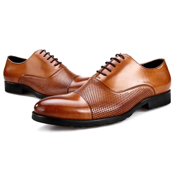 Handmade Perforated Oxford Shoes in Full Grain Cow Leather