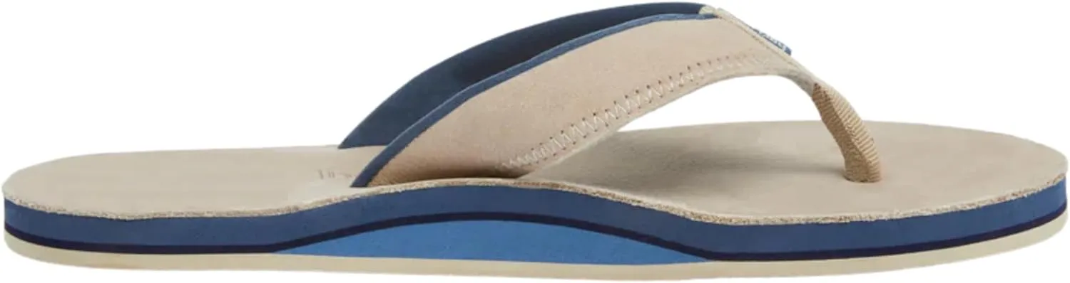 Hari Mari- Pier- Men's Classic Pebbled Nubuck Leather Flip Flop with a Zigzag Deco Strap- No Break Ins, Firm Arch Support, and Cupped Heel
