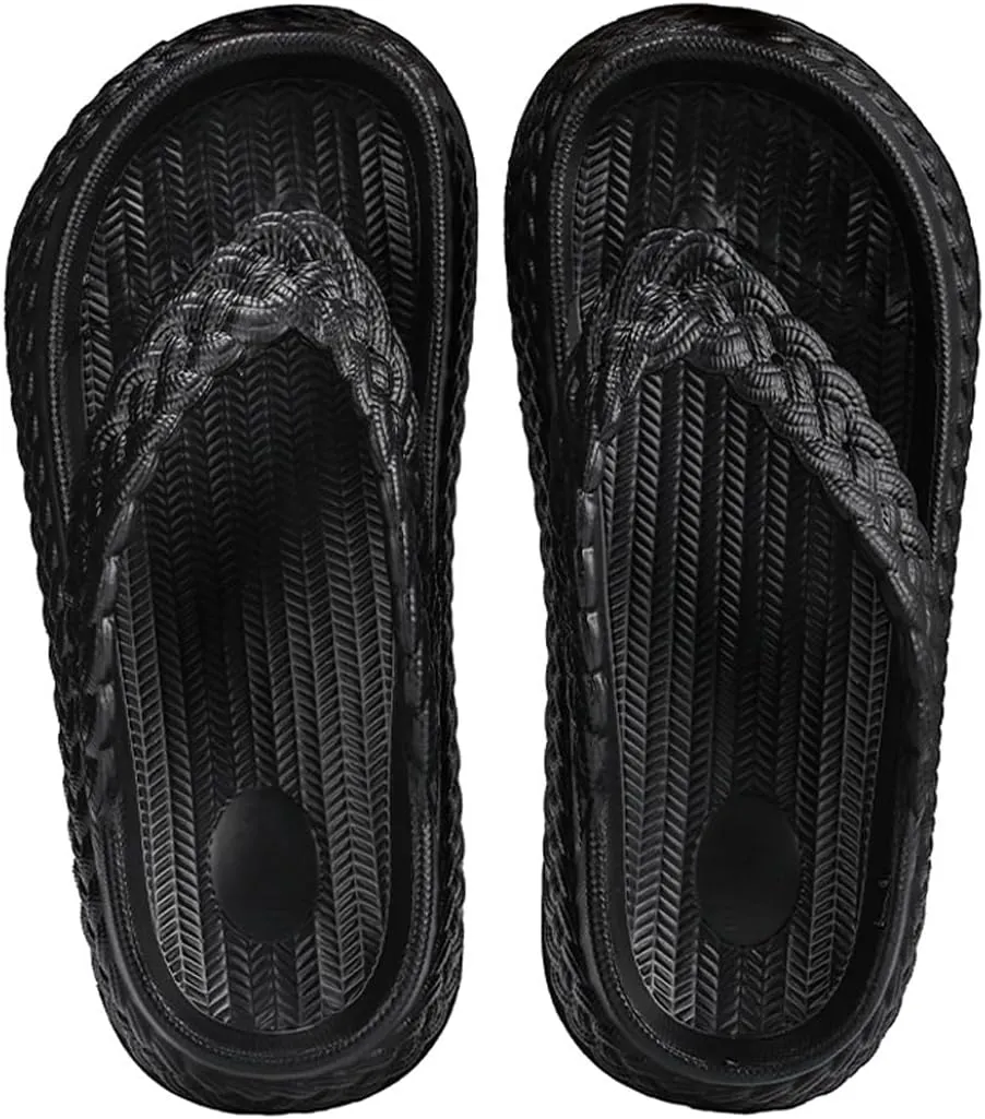 Harssidanzar Womens EVA Braided Strap Flip Flops, Comfortable Non-Slip Casual Beach Slippers for Women HL219US