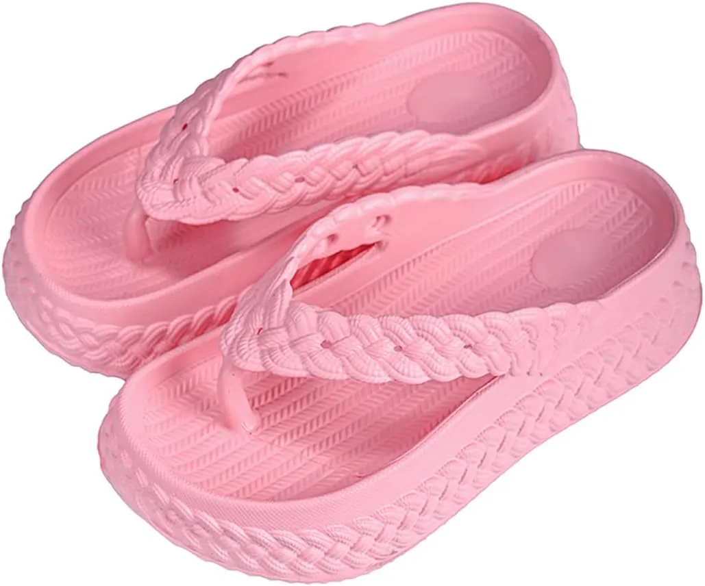 Harssidanzar Womens EVA Braided Strap Flip Flops, Comfortable Non-Slip Casual Beach Slippers for Women HL219US