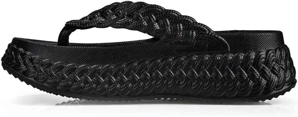 Harssidanzar Womens EVA Braided Strap Flip Flops, Comfortable Non-Slip Casual Beach Slippers for Women HL219US