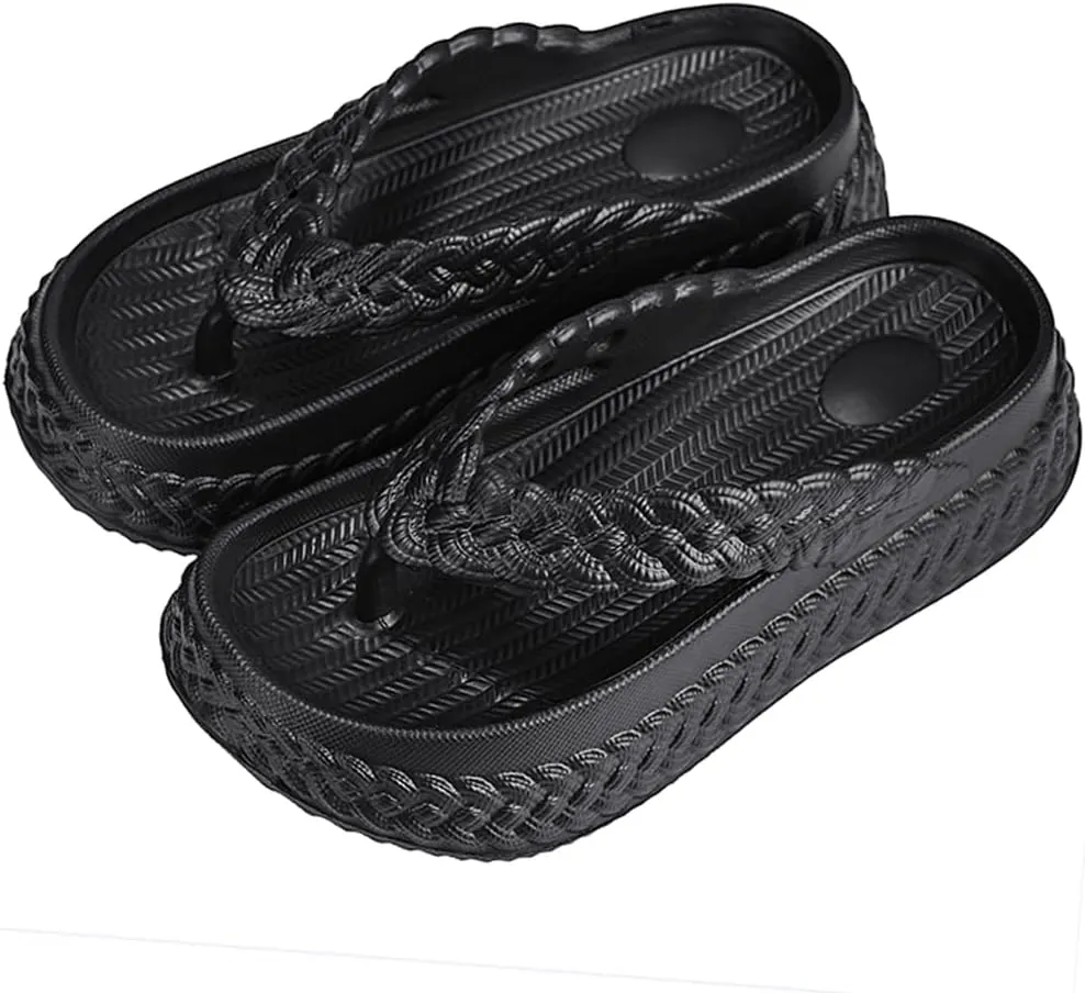 Harssidanzar Womens EVA Braided Strap Flip Flops, Comfortable Non-Slip Casual Beach Slippers for Women HL219US