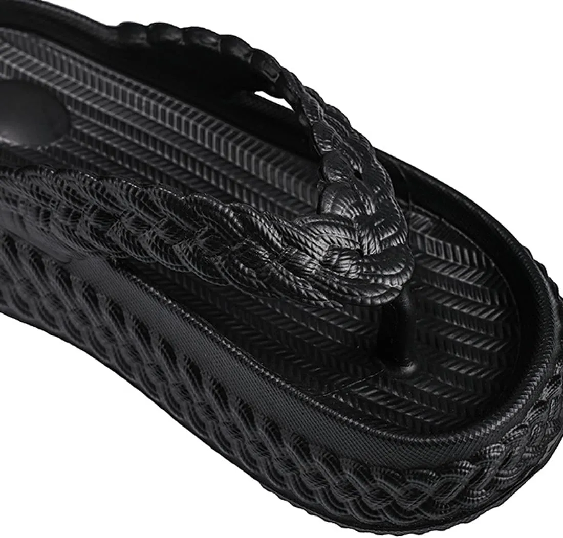 Harssidanzar Womens EVA Braided Strap Flip Flops, Comfortable Non-Slip Casual Beach Slippers for Women HL219US