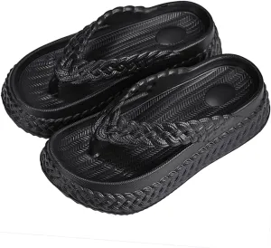 Harssidanzar Womens EVA Braided Strap Flip Flops, Comfortable Non-Slip Casual Beach Slippers for Women HL219US