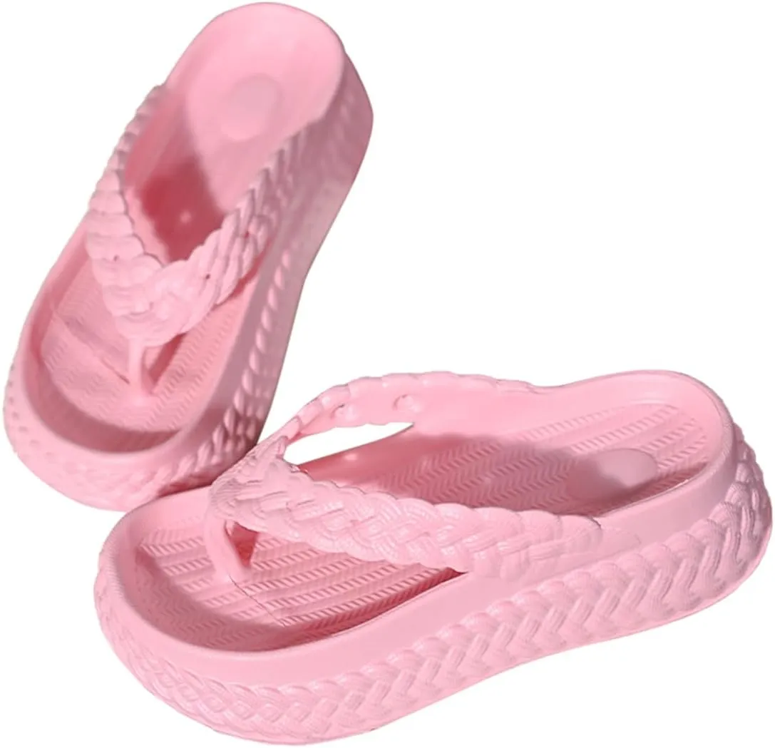 Harssidanzar Womens EVA Braided Strap Flip Flops, Comfortable Non-Slip Casual Beach Slippers for Women HL219US