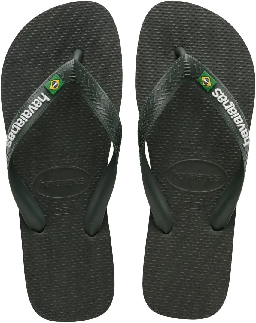 Havaianas for Men - Brazil Logo Flip Flops - Green Olive - 13