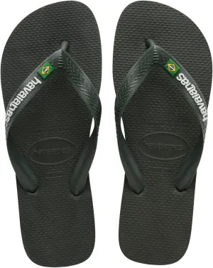 Havaianas for Men - Brazil Logo Flip Flops - Green Olive - 13