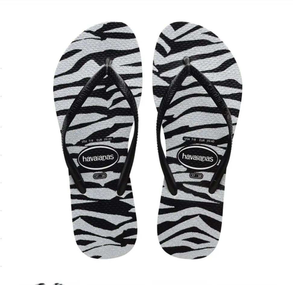 HAVAIANAS SLIM ANIMALS GLITTER - BLACK