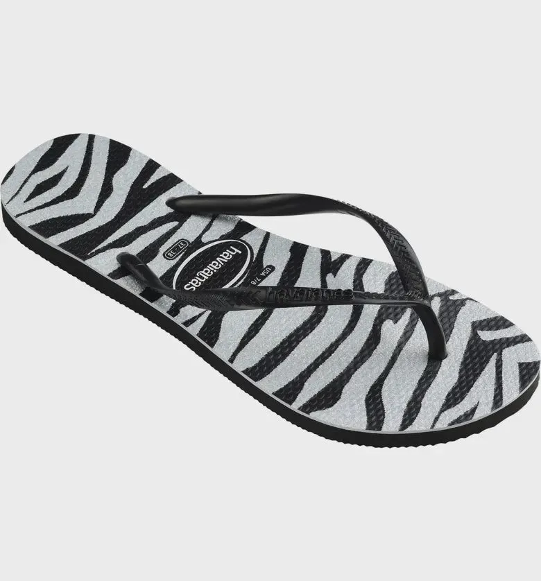 HAVAIANAS SLIM ANIMALS GLITTER - BLACK