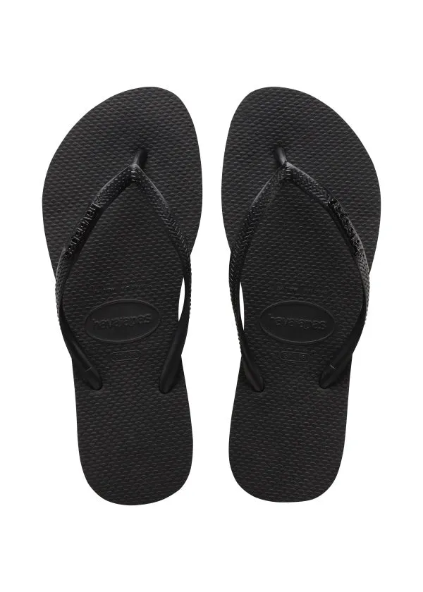 Havaianas Womens Slim Logo Black Metallic - (SLIMLOGOMETALLIC) - HV38 - F