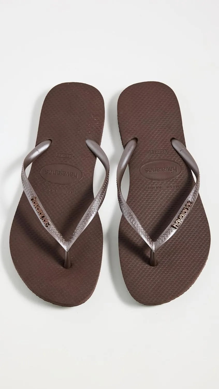 Havaianas Women's Slim Logo Metallic Flip Flops