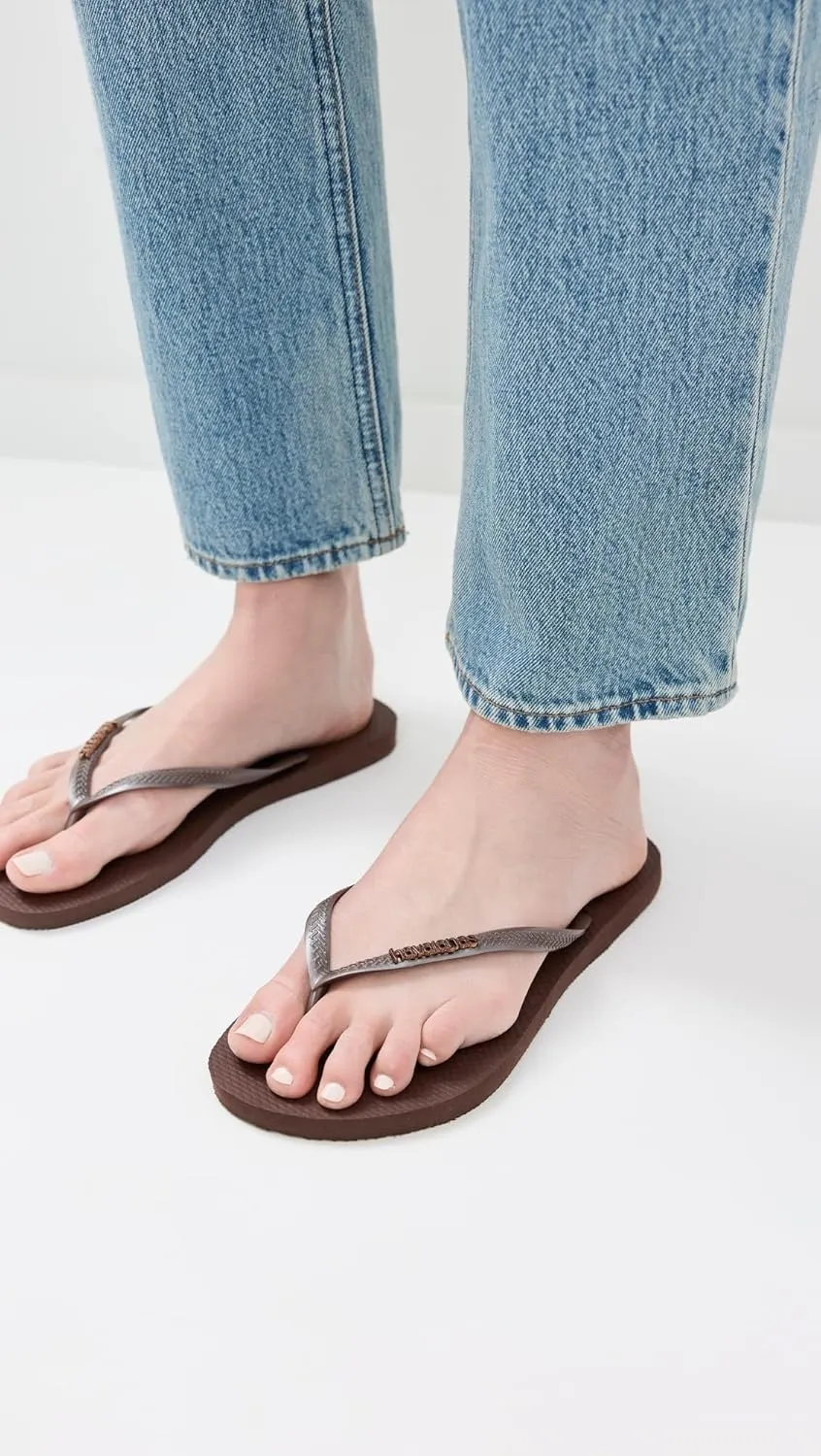Havaianas Women's Slim Logo Metallic Flip Flops