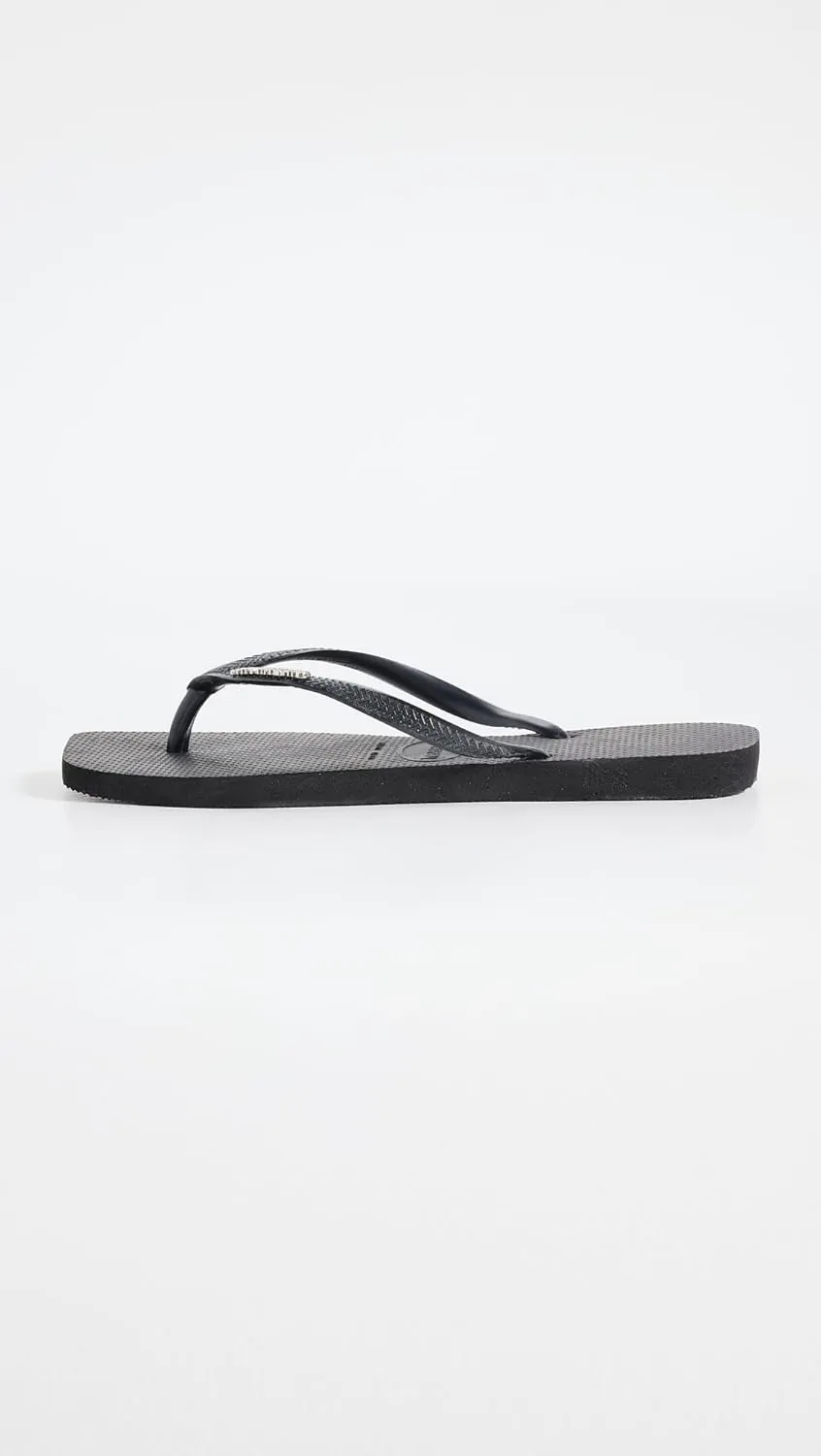 Havaianas Women's Slim Square Logo Metallic Flip Flops