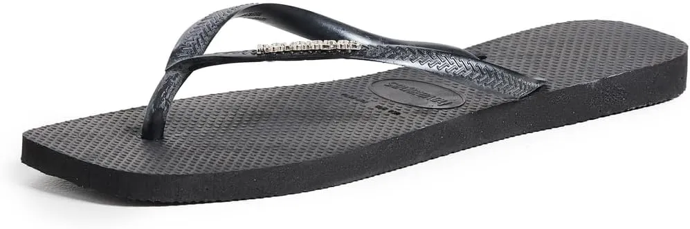 Havaianas Women's Slim Square Logo Metallic Flip Flops