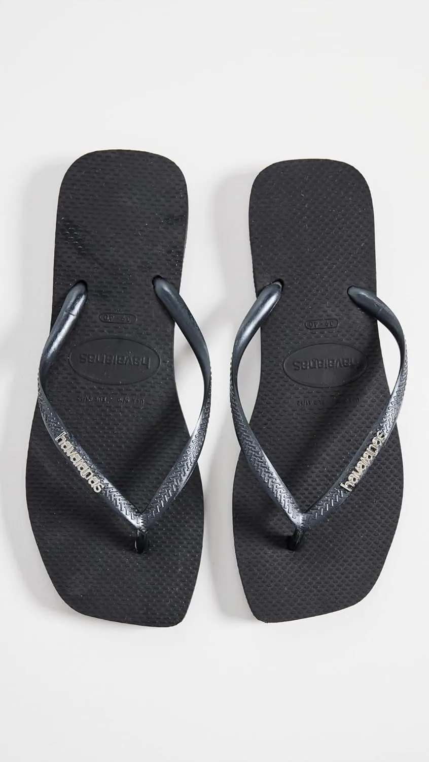 Havaianas Women's Slim Square Logo Metallic Flip Flops