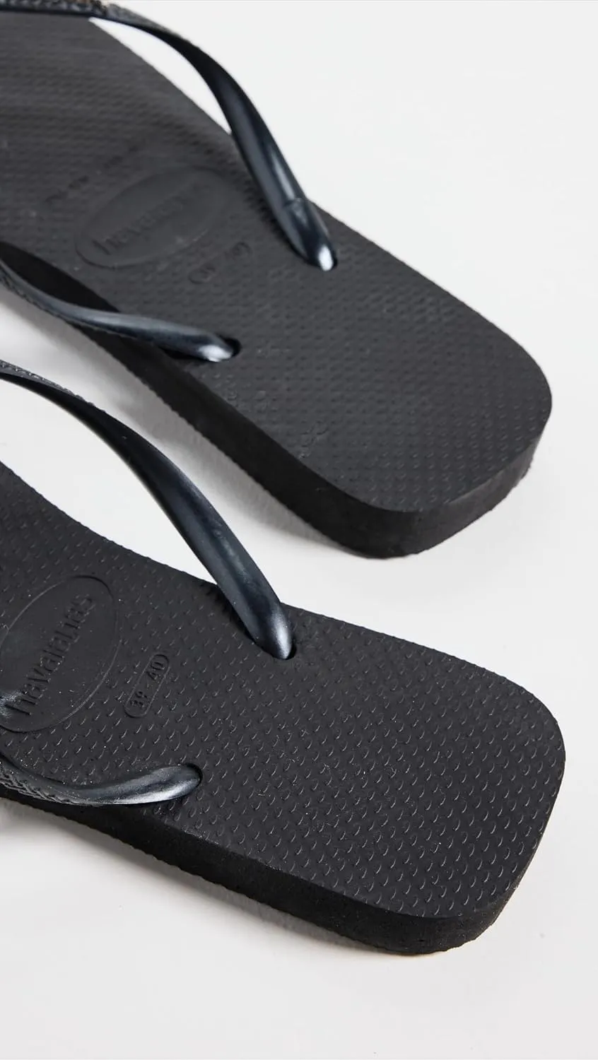 Havaianas Women's Slim Square Logo Metallic Flip Flops