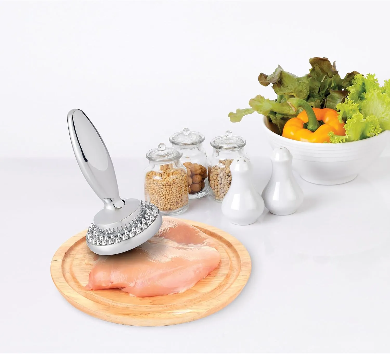 HIC Kitchen Dual Sided Meat Tenderizer Marinating Prep Tool, 835 Grams