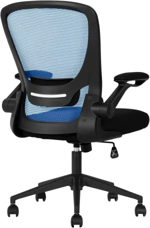 Home Office Chair Ergonomic Desk Chair Mesh Computer Chair with Lumbar Support Flip-up Arms Swivel Rolling Executive Task Chair Adjustable Chair for Adults(Blue)