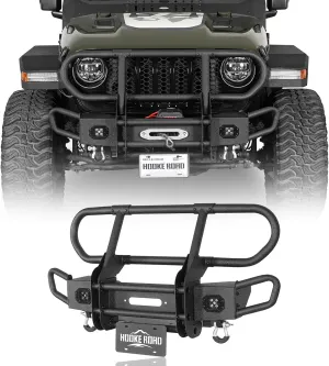 Hooke Road Wrangler/Gladiator Front Tubular Bumper w/Grill Guard for 2018-2025 Jeep Wrangler JL & Gladiator JT 2/4 Doors