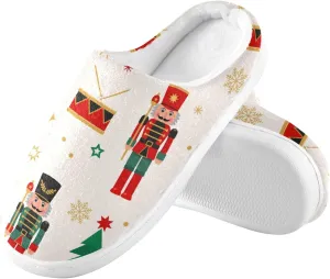 House Slippers for Women Girls,Nutcracker Christmas Tree Winter Fuzzy Memory Foam Cozy Shoes for Men Slippers Indoor Outdoor Bedroom