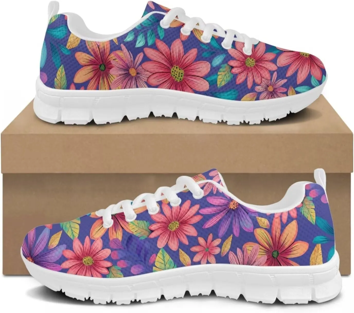 HUGS IDEA Women's Road Running Shoes Nurse Pattern Lightweight Sport Sneakers