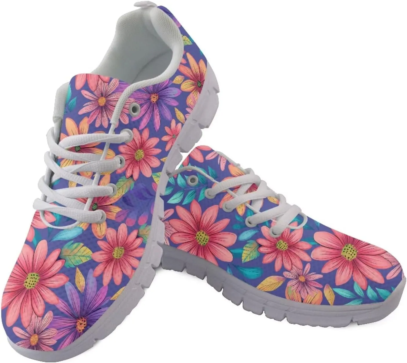 HUGS IDEA Women's Road Running Shoes Nurse Pattern Lightweight Sport Sneakers