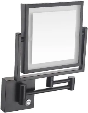 HUHJYUGE Square Double Sided Makeup Mirror Wall Mounted 1x/3x Magnification, Vanity Mirrors with Lamp, Bathroom Shaving Mirror with Extendable Arm 360° Swivel, Gifts for Women (ORB Plug)