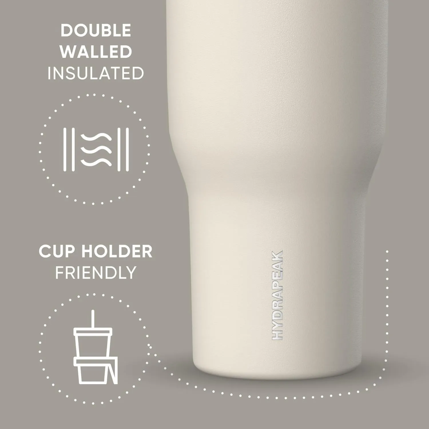 Hydrapeak Nomad 40 oz Tumbler with Handle and Straw Lid, Leakproof, Double Insulated, 40oz Cup Stainless Steel (Stone)