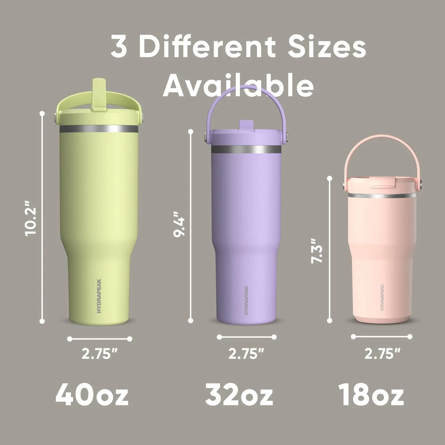 Hydrapeak Nomad 40 oz Tumbler with Handle and Straw Lid, Leakproof, Double Insulated, 40oz Cup Stainless Steel (Stone)