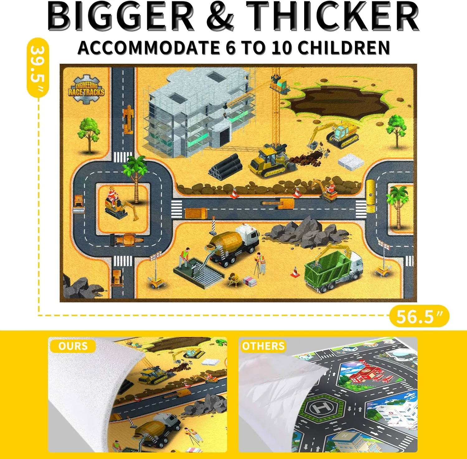 iHaHa 302 PCS Construction Race Tracks Boys Toys with Play Mat 39.4"*56.7", Engineering Cars and Race Track Playset Create A Engineering Road Gifts Toys for 3 4 5 6 Year Old Boys Girls Kids