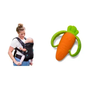 Infantino Flip 4-in-1 Carrier for 8-32lb Babies and Lil' Nibbles Orange Carrot BPA-Free Silicone Teether for 0  Months