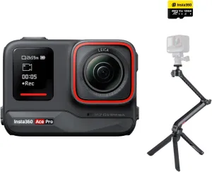 Insta360 Ace Pro Creator Kit - Waterproof Action Camera Co-Engineered with Leica, Flagship 1/1.3" Sensor and AI Noise Reduction for Unbeatable Image Quality, 4K120fps, 2.4" Flip Screen & AI Features