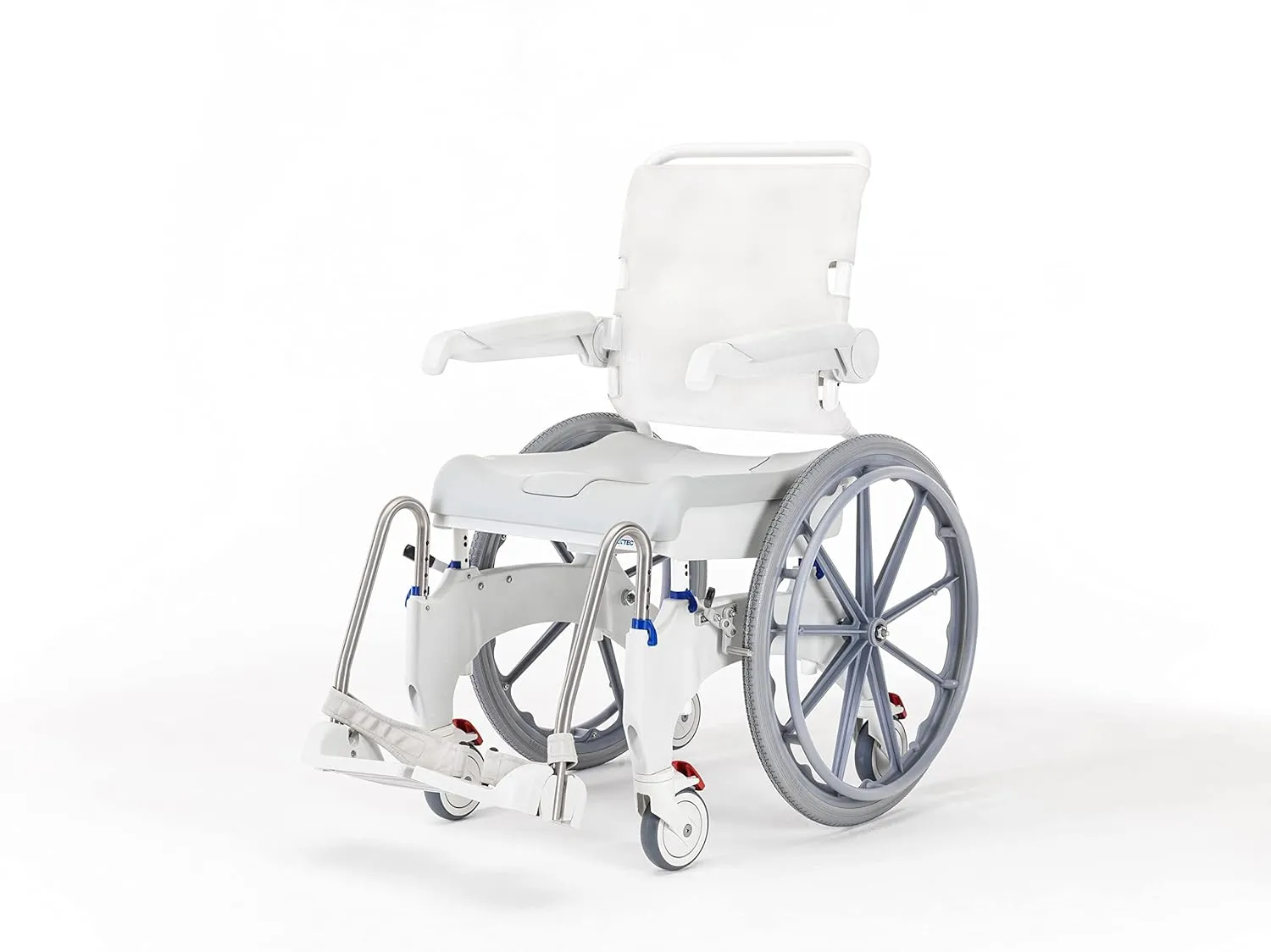 Invacare OCEANERGOSP Aquatec Ocean Ergo Rolling Shower Wheelchair with Self-Propelled Wheel and Commode