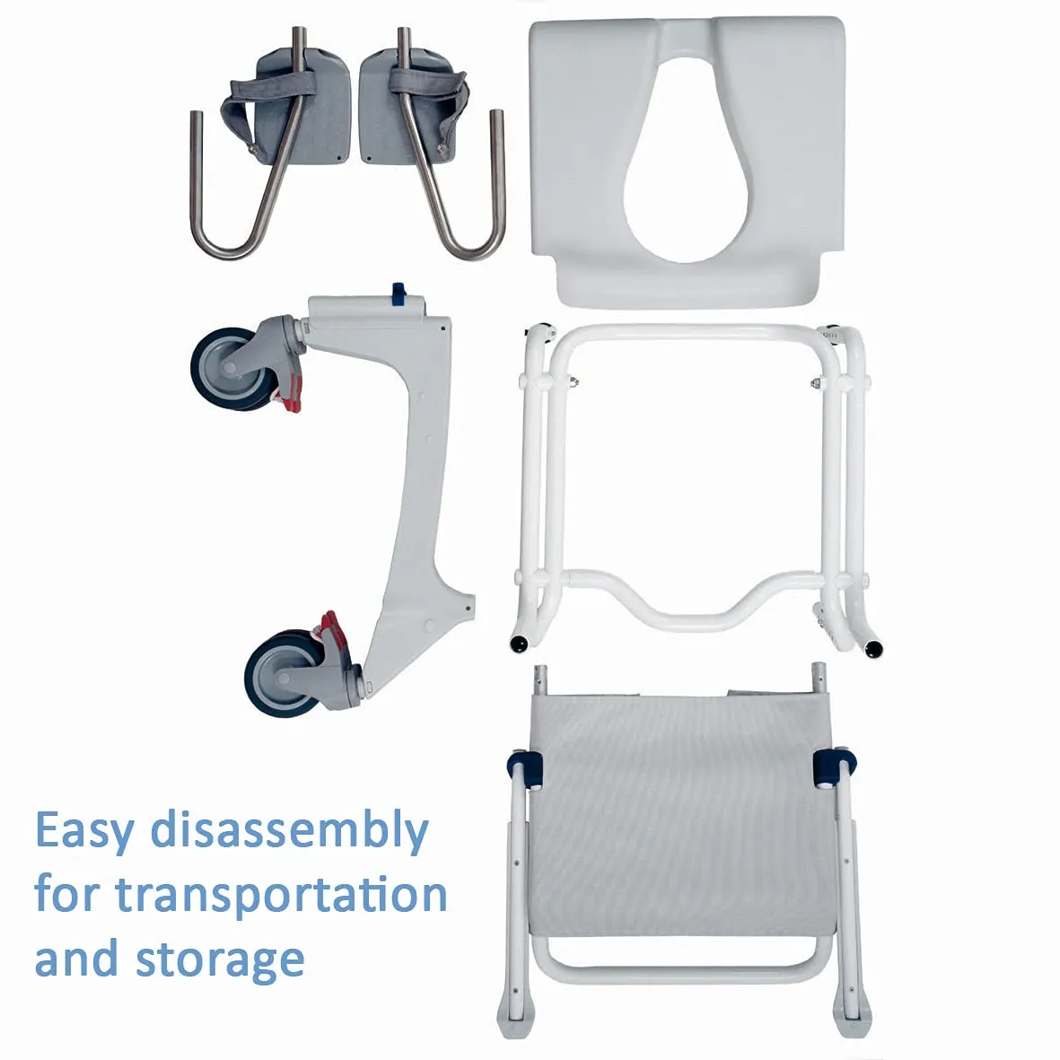 Invacare OCEANERGOSP Aquatec Ocean Ergo Rolling Shower Wheelchair with Self-Propelled Wheel and Commode