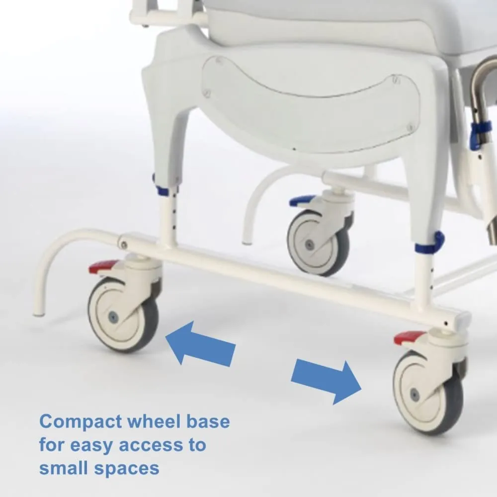 Invacare OCEANERGOVIPUS Aquatec Ocean Ergo VIP Reclining Rolling Shower Wheelchair with Wheel and Commode