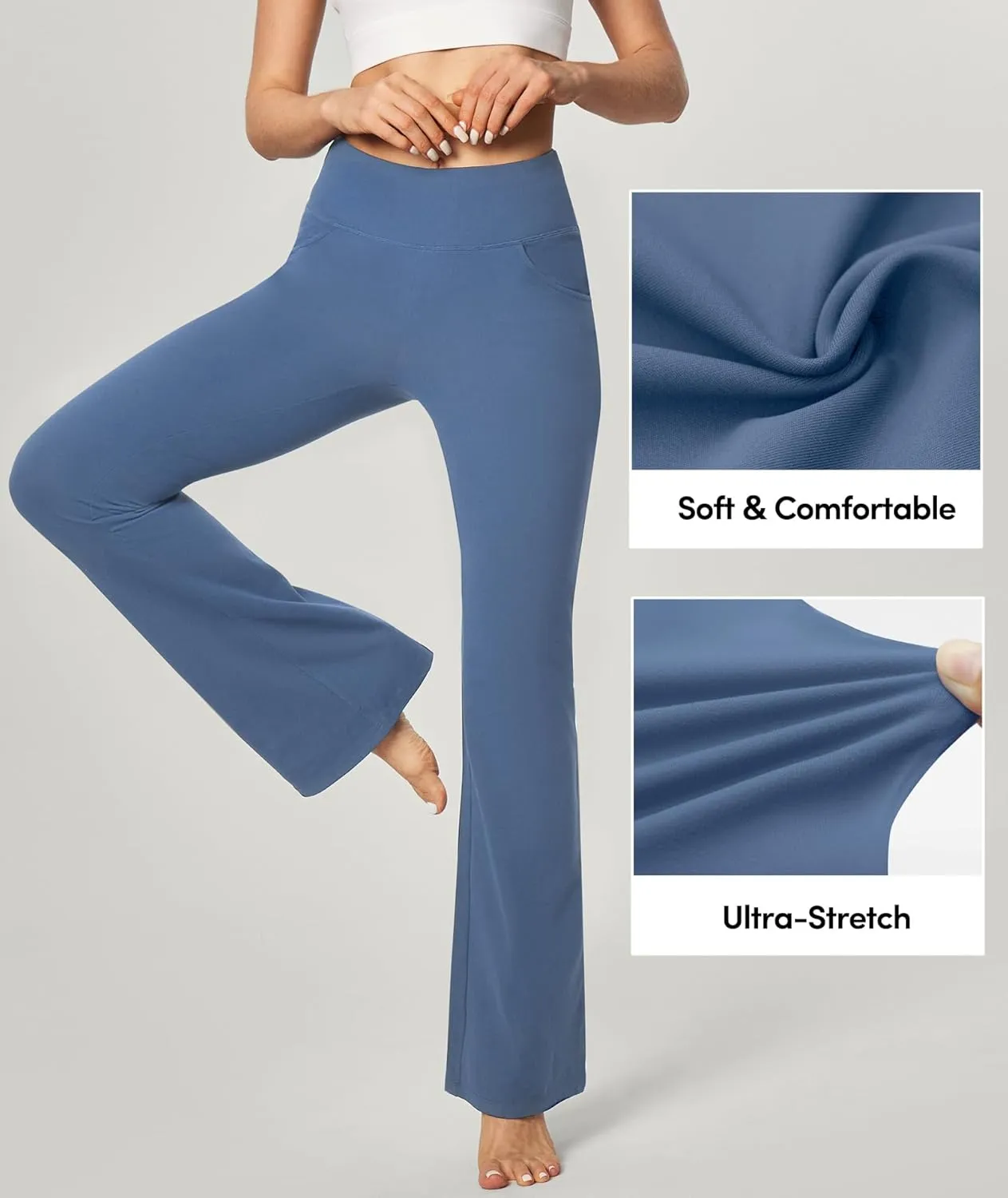 IUGA Bootcut Yoga Pants with Pockets for Women Wide Leg Pants High Waist Workout Pants Tummy Control Work Pants 4 Pockets