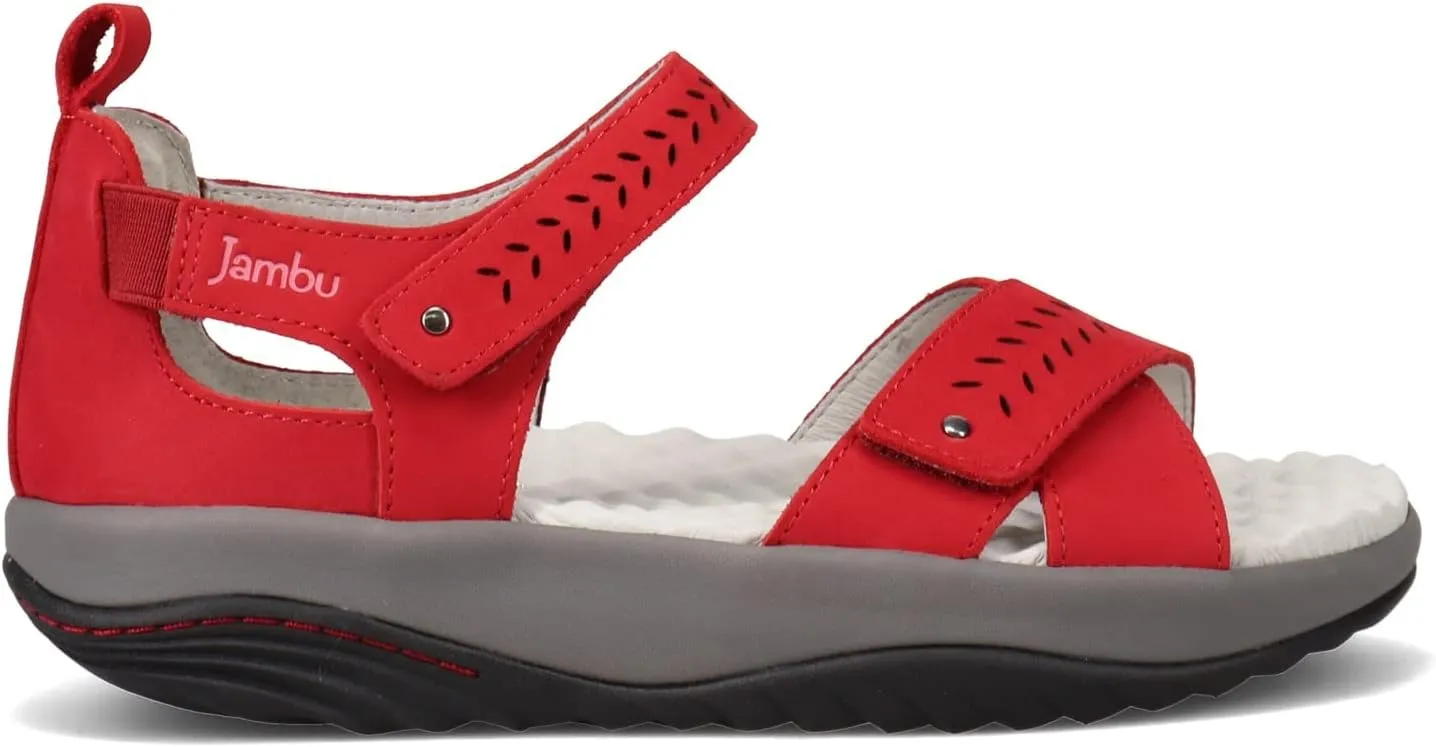 Jambu Womens Sedona Cut Out Ankle Strap Casual Sandals Casual - Red
