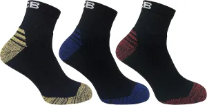 JCB - Men's Black Low-Cut Socks | 3 Pairs | US Size 7-12 | Quarter Length Socks, Assorted Color Twist, Work Socks