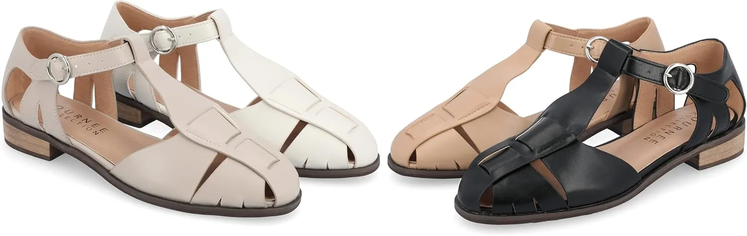 Journee Collection Womens Azzaria Faux Leather Cut Out Ankle Strap