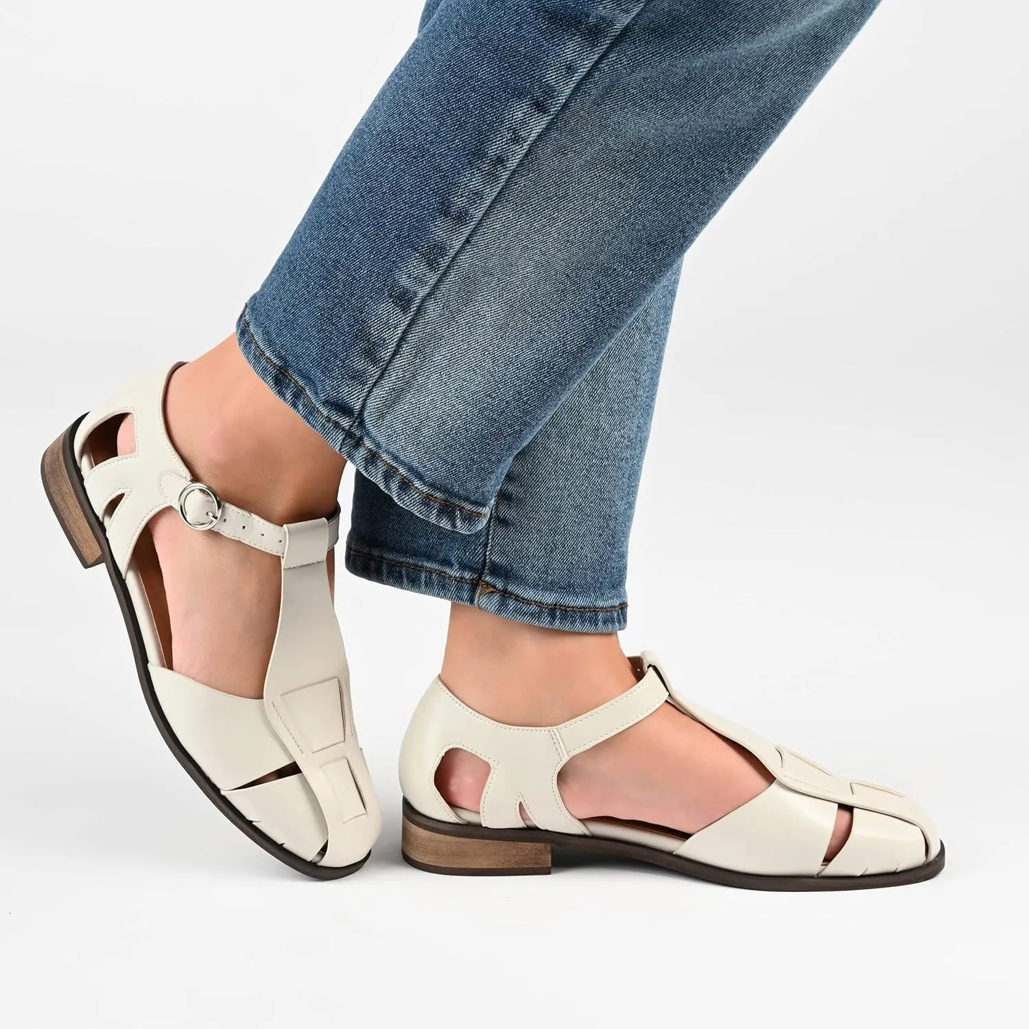 Journee Collection Womens Azzaria Faux Leather Cut Out Ankle Strap