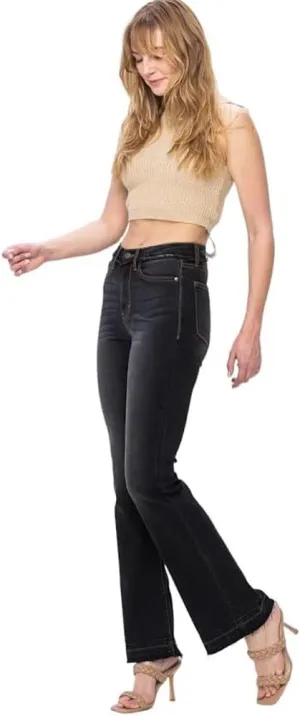 Judy Blue Black High Waist Release Hem Slim Boot Cut Jeans Regular to Plus
